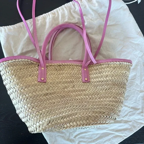 Jacquemus Pink and Tan Straw Raffia Bag - Picture 8 of 10
